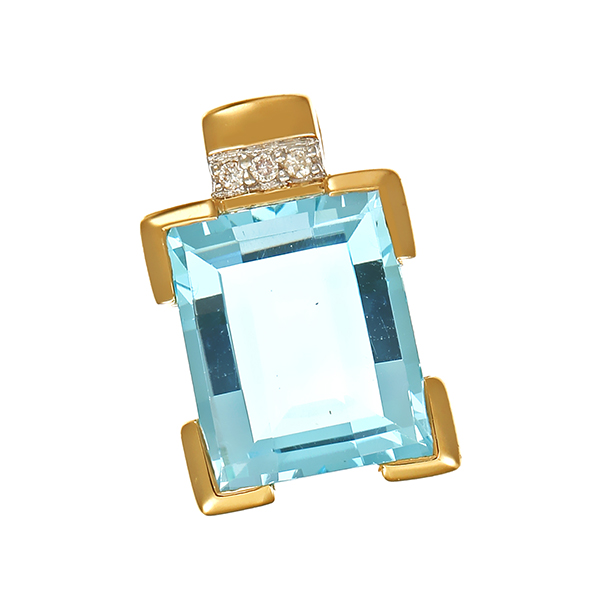 Anhänger, 14K, Gelbgold, Topas blau, Brillant