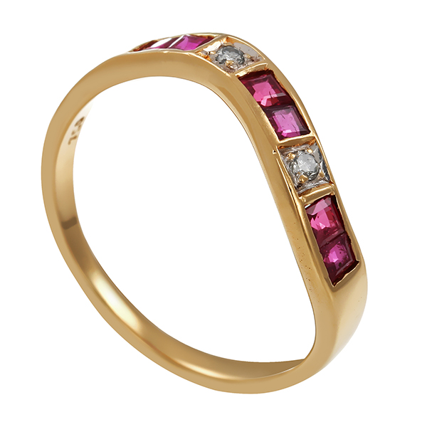 Ring, 18K, Gelbgold, Rubin, Brillant