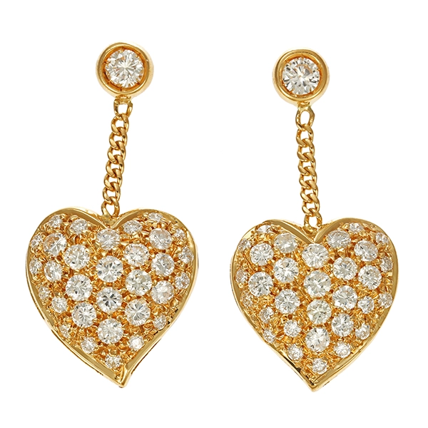 Steckhänger, 14K, Gelbgold, Brillanten, Herzen