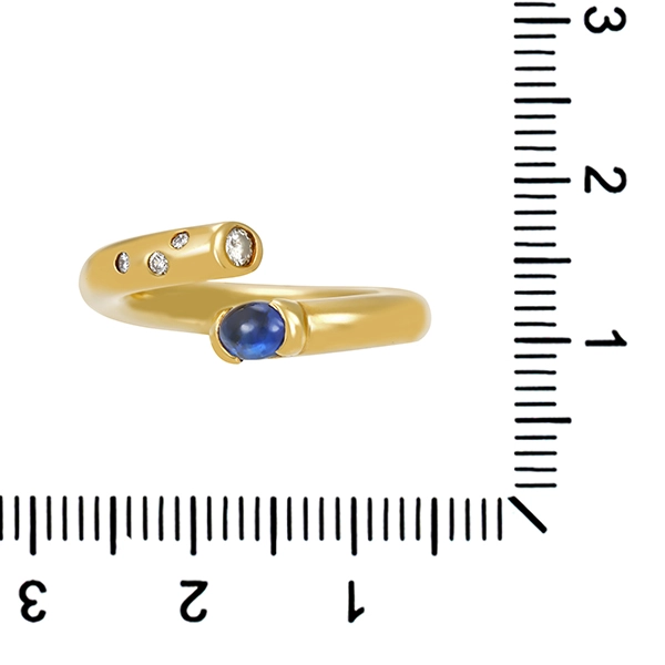 Diamantring, 14K, Gelbgold, Saphir, Brillant(en) 0,05 ct