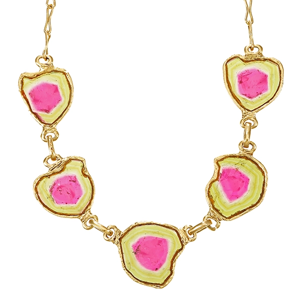 Collier, 18K, Gelbgold, Turmalin