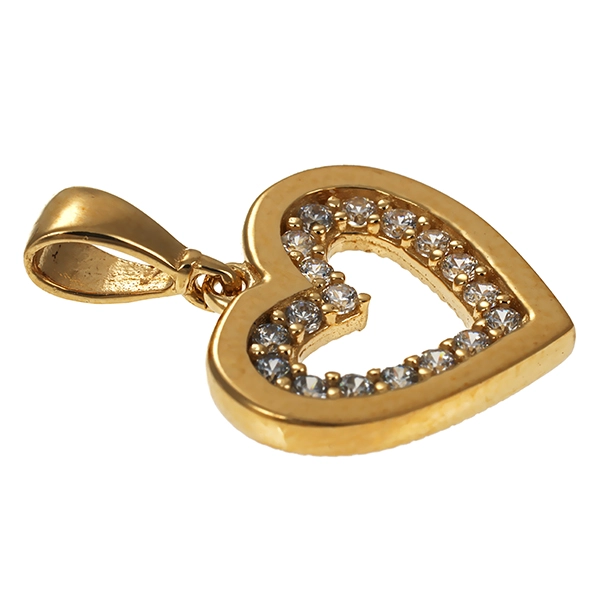 Anhänger, 14K, Gelbgold, Herz, Zirkonia