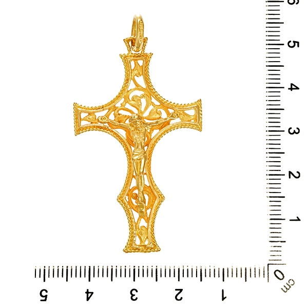 Anhänger, 18K, Gelbgold, Kruzifix