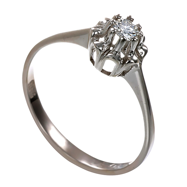 Brillantring, 14K, Weißgold, 0,10ct