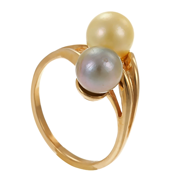 Ring, 9K, Gelbgold, Perlen