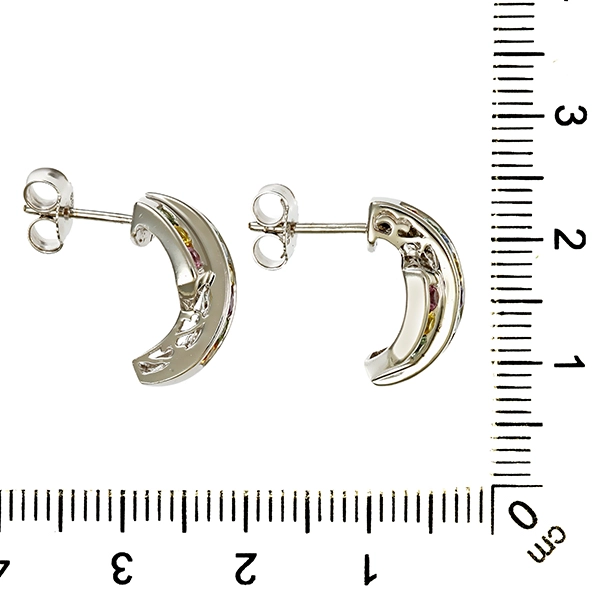 Steckcreolen, 14K, Weißgold, diverse Edelsteine
