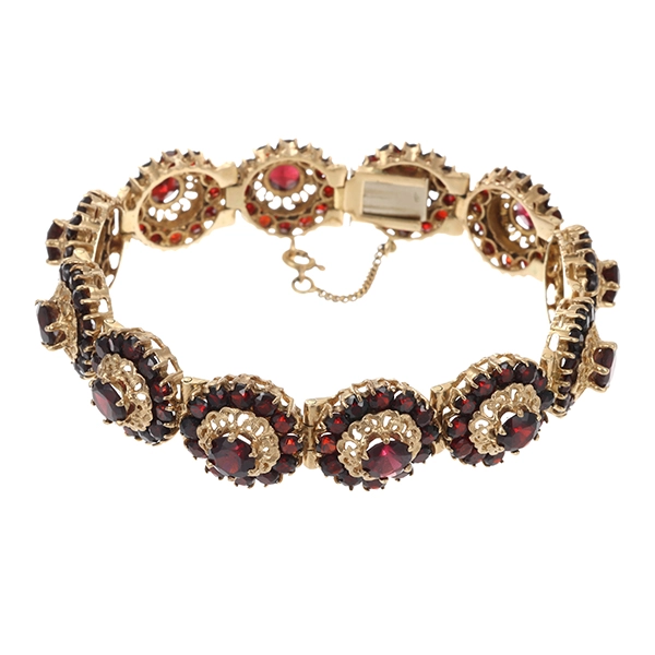 Armband, 14K, Gelbgold, Granat