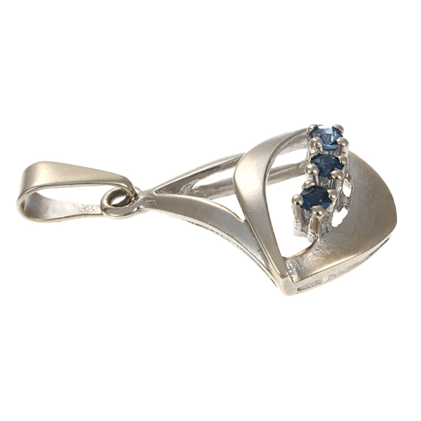 Anhänger, 14K, Weißgold, Saphir