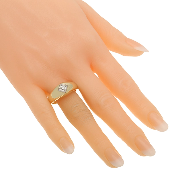Herrenring, 14K, Gelb-/Weißgold, Brillant