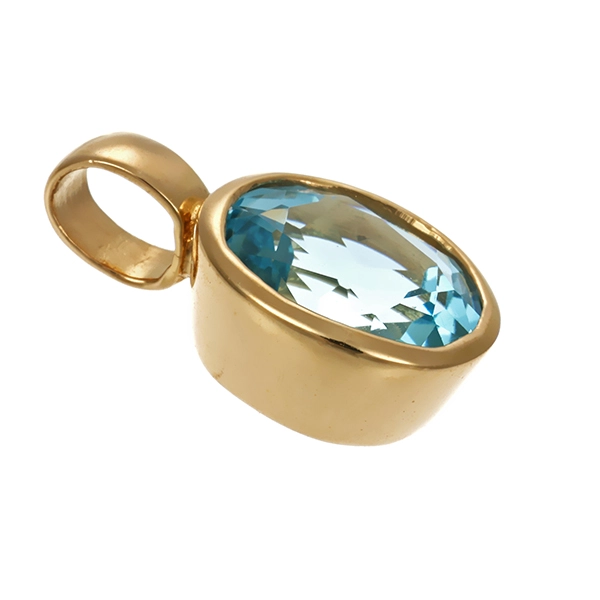 Anhänger, 14K, Gelbgold, Topas blau