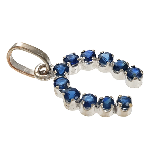 Anhänger, 14K, Weißgold, Saphir