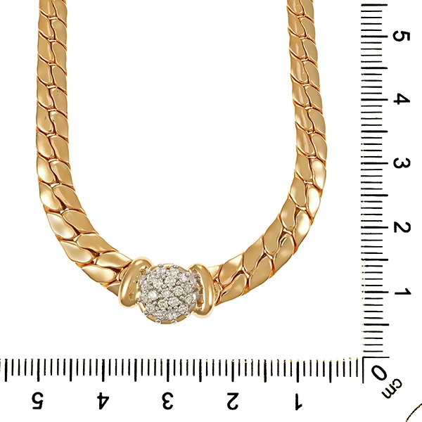 Collier, 14K, Gelb-/Weißgold, Brillanten, L46cm