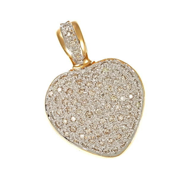 Anhänger, 14K, Gelb-/Weißgold, Brillanten 1,00 ct, Herz