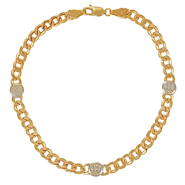Armband, 14K, Gelb-/Weißgold, Diamanten