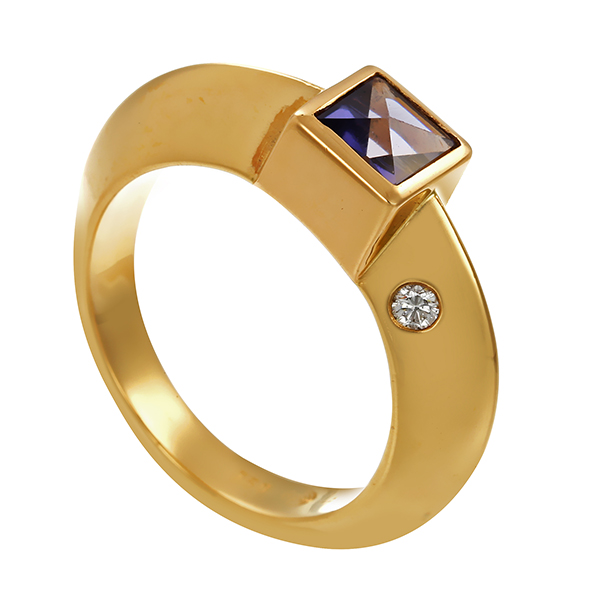 Ring, 18K, Gelbgold, Brillant, Tansanit