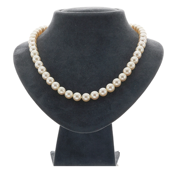 Perlenkette, 18K, Weißgold, Rubin, Perlen