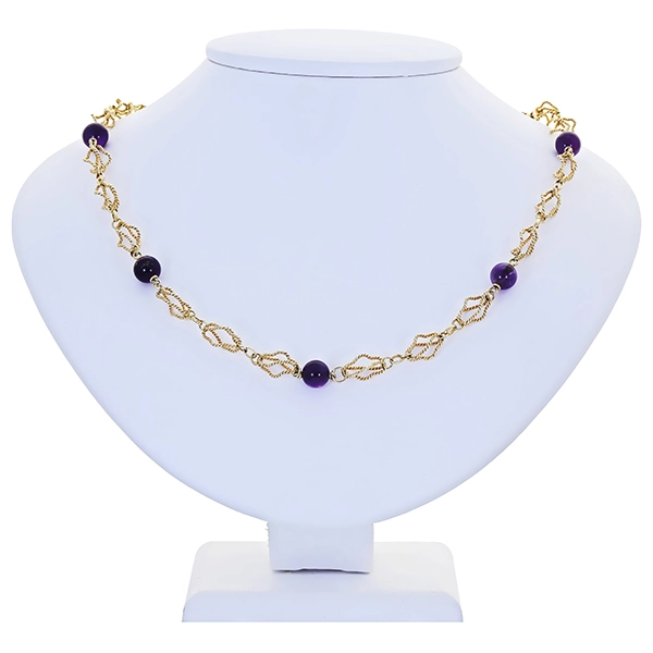 Collier, 14K, Gelbgold, Amethyst