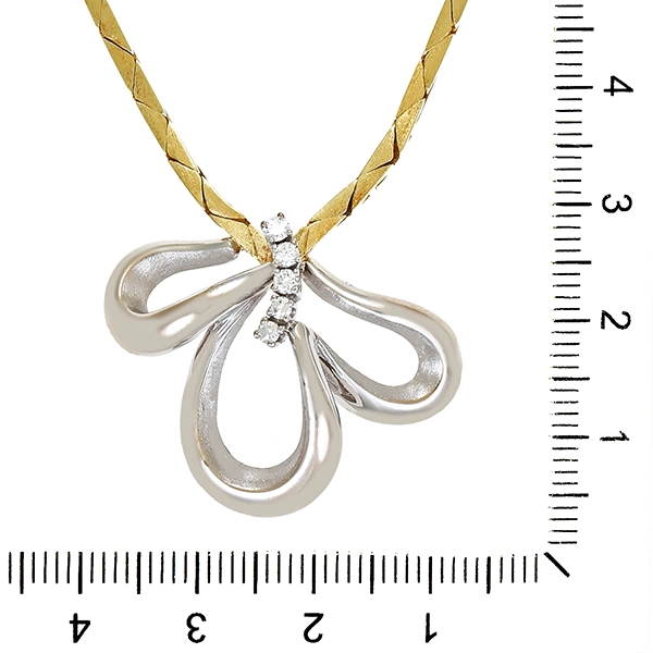 Collier, 14K, Gelb-/Weißgold, Brillant