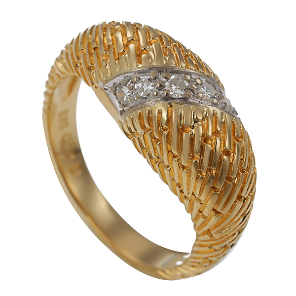 Diamantring, 14K, Gelb-/Weißgold, Diamanten