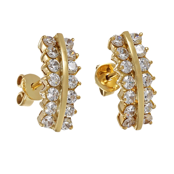 Ohrstecker, 14K, Gelbgold, Zirkonia