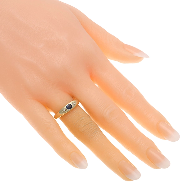 Ring, 14K, Gelbgold, Saphir, Brillanten