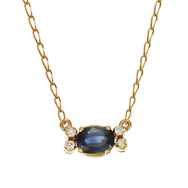 Collier, 18K, Gelbgold, Saphir, Brillanten, Anker-