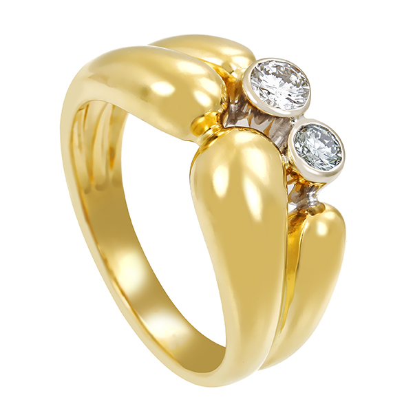 Diamantring, 18K, Gelb-/Weißgold, Brillanten 0,35 ct