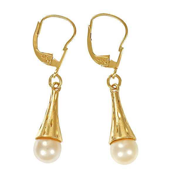 Ohrhänger, 14K, Gelbgold, Perlen