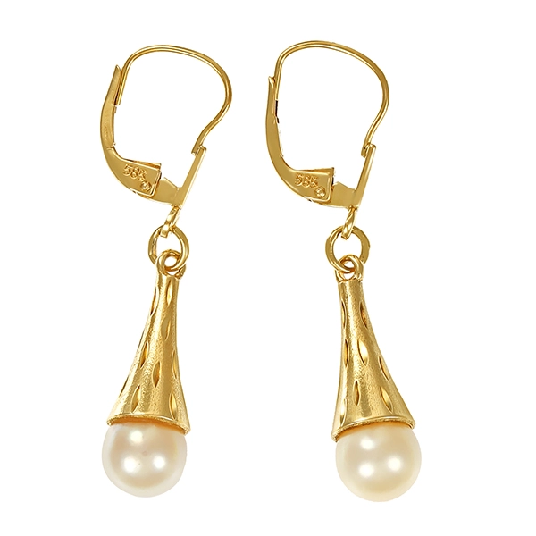 Ohrhänger, 14K, Gelbgold, Perlen