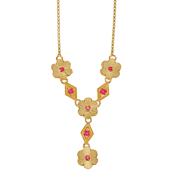Collier, 18K, Gelbgold, Rubine