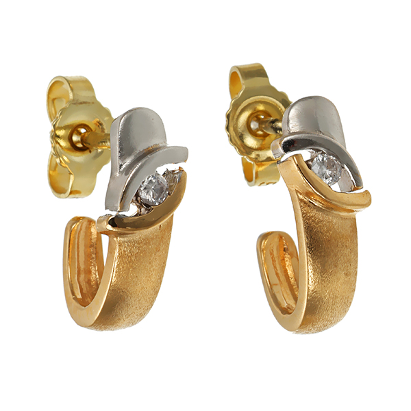 Steckcreolen, 14K, Gelb-/Weißgold, Brillanten