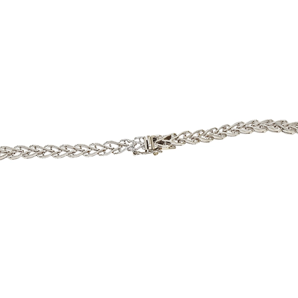 Collier, 18K, Weißgold, Perle, Brillanten, Saphire