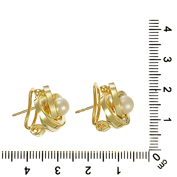 Clipsstecker, 14K, Gelbgold, Perlen, Knoten
