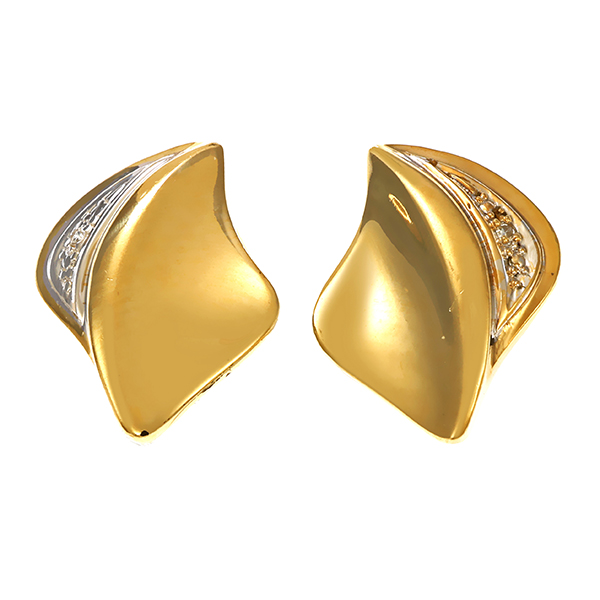 Ohrstecker, 14K, Gelb-/Weißgold, Diamanten