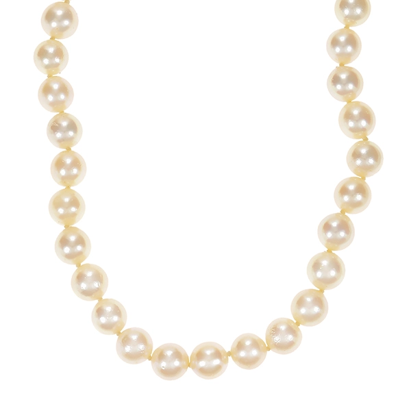 Perlenkette, 14K, Weißgold, Perlen