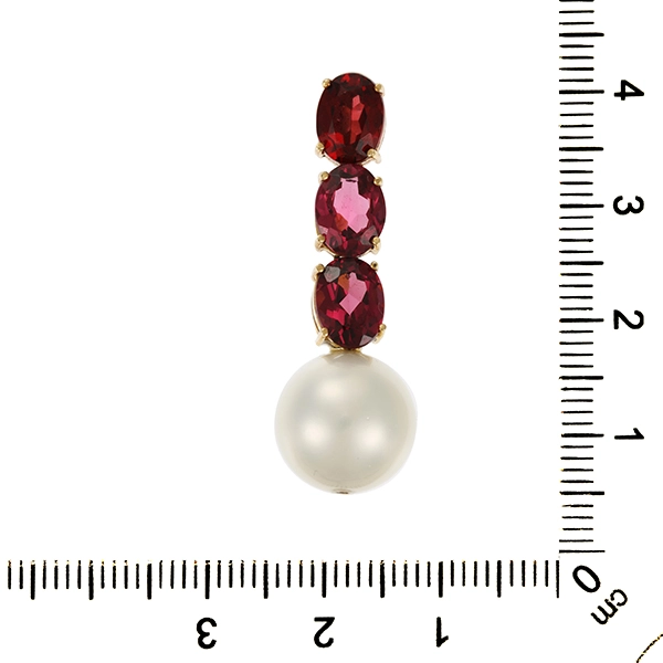 Anhänger, 14K, Gelbgold, Perle, Rhodolithe