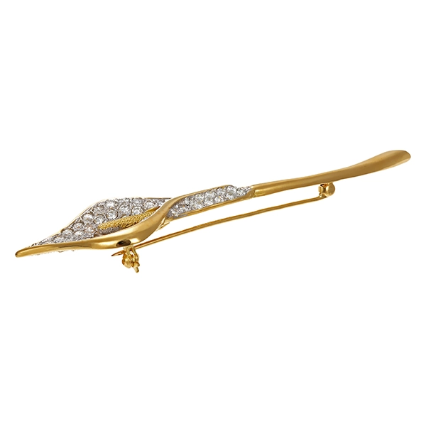 Brosche, 18K, Gelb-/Weißgold, Brillanten, Blume