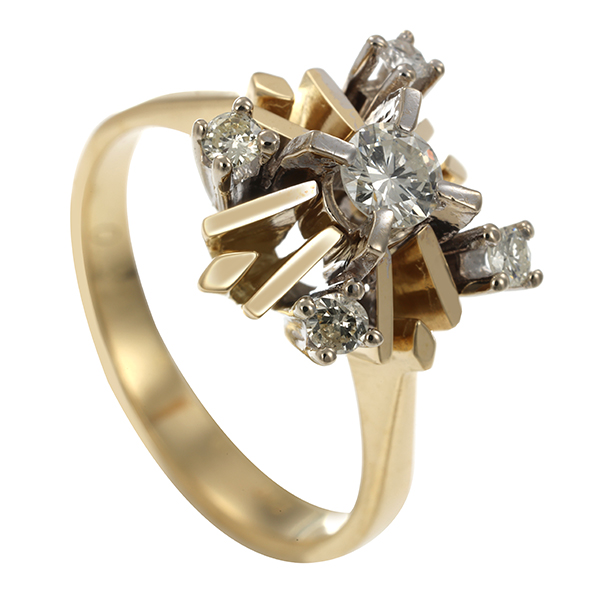 Diamantring, 14K, Gelb-/Weißgold, Brillanten 0,30 ct