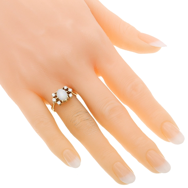 Ring, 14K, Gelbgold, Opal, Brillanten