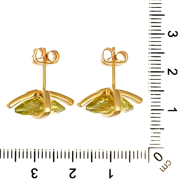 Ohrstecker, 18K, Gelbgold, Schmucksteine