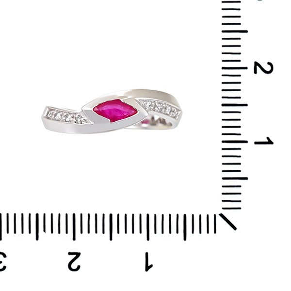 Ring, 14K, Weißgold, Rubin, Brillanten