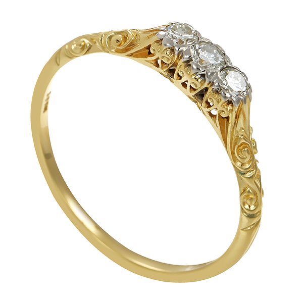 Diamantring, 14K, Gelbgold, Diamanten 0,21 ct
