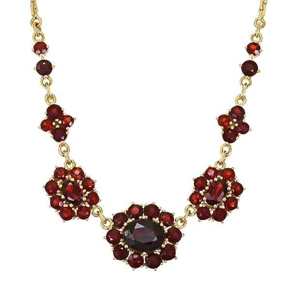 Collier, 8K, Gelbgold, Granat