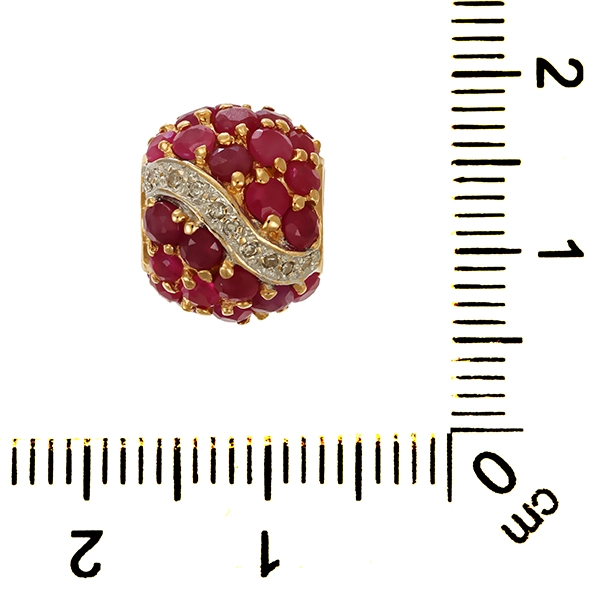Anhänger, 14K, Gelbgold, Diamant, Rubin