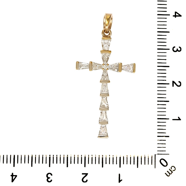 Anhänger, 14K, Gelb-/Weißgold, Brillant, Diamanten, Kreuz