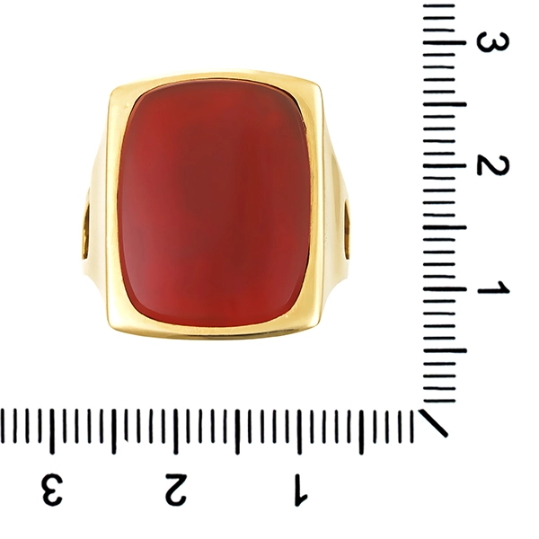 Herrenring, 14K, Gelbgold, Karneol