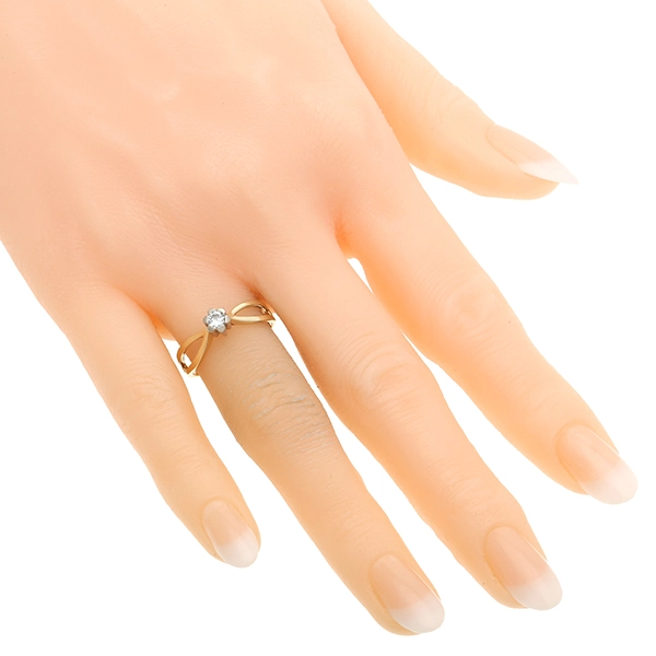 Diamantring, 14K, Gelb-/Weißgold, Brillant 0,16 ct