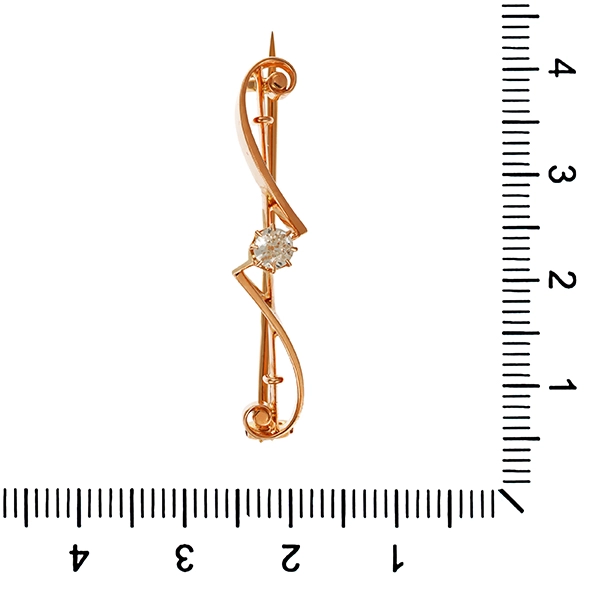 Brosche, 14K, Gelbgold, Diamant, Antik
