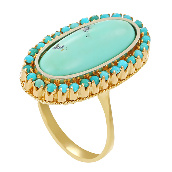 Ring, 18K, Gelbgold, Türkis