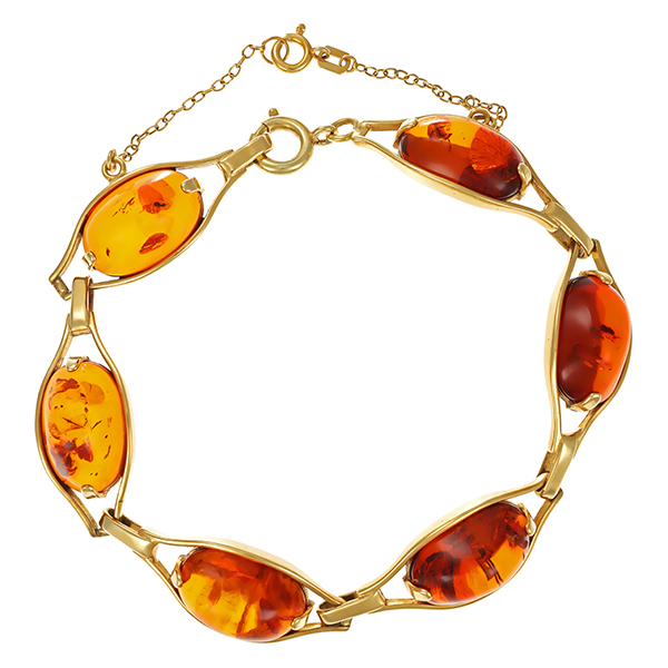 Armband, 14K, Gelbgold, Bernstein